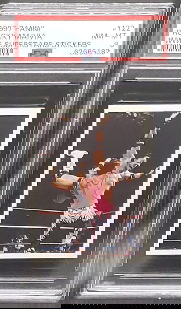 1997 Panini WWF Superstars Stickers #122 Rocky Maivia PSA 8 NM-MT The Rock RC