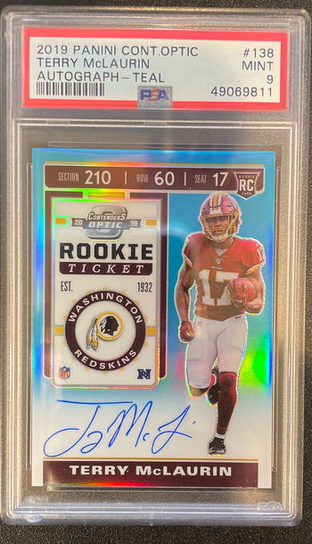 Terry McLaurin Contenders Optic Teal /149 PSA 9 Auto