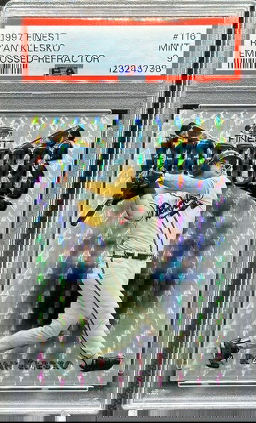 RARE 1997 Finest SILVER EMBOSSED REFRACTOR SSP Ryan Klesko #116 PSA 9 BRAVES!