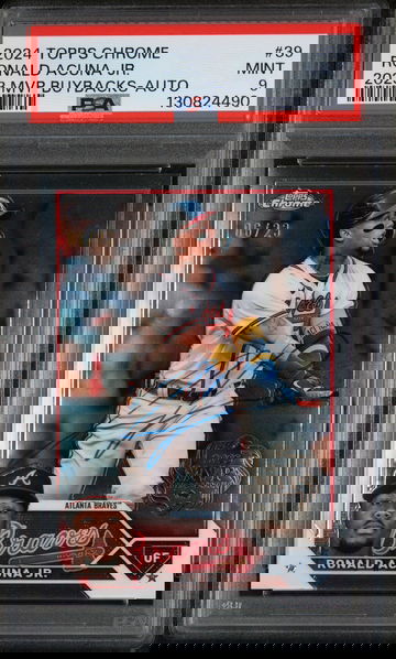 2024 Topps Chrome 2023 Topps Chrome MVP Buybacks Autograph Ronald Acuna Jr. #39 /23 PSA 9