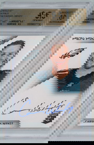 2016 Elite Pen Pals Auto Carson Wentz BGS 9.5 w 10 Auto