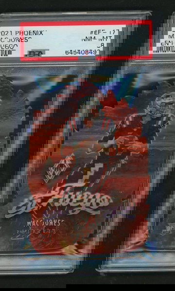 2021 Panini Phoenix En Fuego Mac Jones #EF-17 RC Die-Cut PSA 8