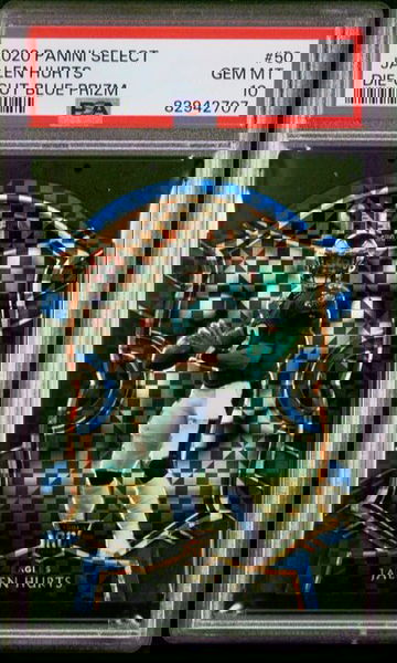 2020 PANINI SELECT JALEN HURTS DIE-CUT BLUE PRIZM ROOKIE RC PSA 10