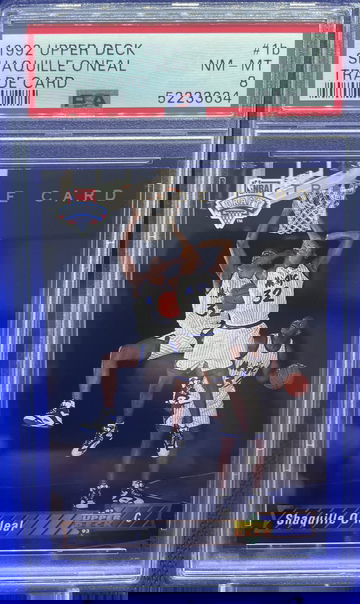 1992 Upper Deck Trade Card Shaquille O’Neal Rookie Card 1b PSA 8 NM-MT Magic HOF