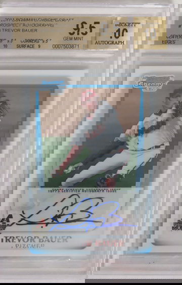 2011 Bowman Chrome Draft Trevor Bauer Auto BGS 9.5 Gem Mint