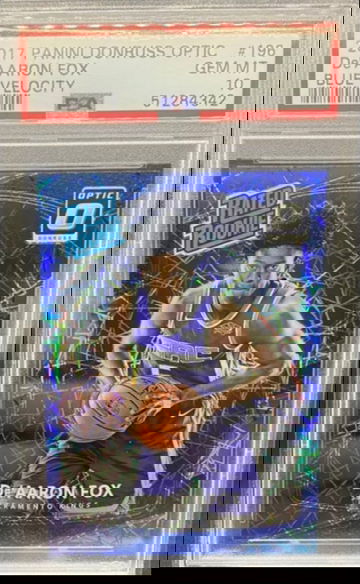 2017 Donruss Optic Blue Velocity #196 De'Aaron Fox ROOKIE RC PSA 10 GEM🔥LOW POP