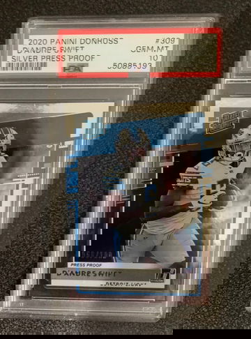 2020 Donruss D'andre Swift Silver Press Proof /100 PSA 10 gem mint 