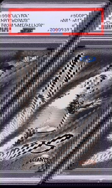 1998 Fleer Ultra Barry Bonds Platinum Medallion Pizzazz /98 SP #5009 PSA 8 Near Mint - Mint