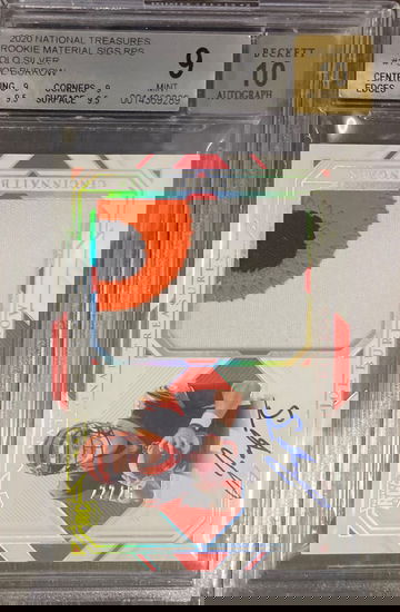 2020 National Treasures Holo Silver Joe Burrow RC Patch /25 BGS 9 w/ 10 AUTO