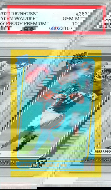 2021 PANINI DONRUSS JAYLEN WADDLE #263 PRESS PROOF PREMIUM RC PSA 10 GEM MT