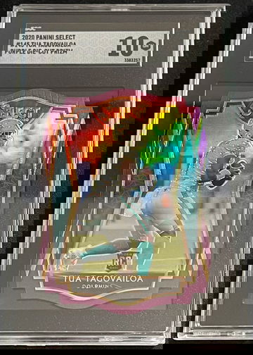 2020 Panini Select Tua Tagovailoa Premier Purple Die Cut #145 SGC 10 Gem Mint Dolphins