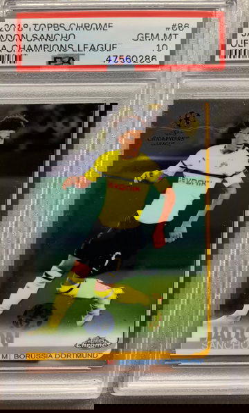 JADON SANCHO 2018 TOPPS CHROME ROOKIE PSA 10 GEM MINT