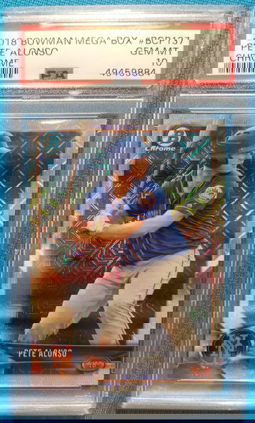 Pete alonso 2018 bowman mega box chrome Refractor psa gem Mint 10 mets 