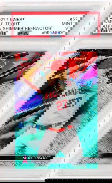 2021 Finest #57 Mike Trout Aqua Shimmer Refractor PSA 9 MINT!