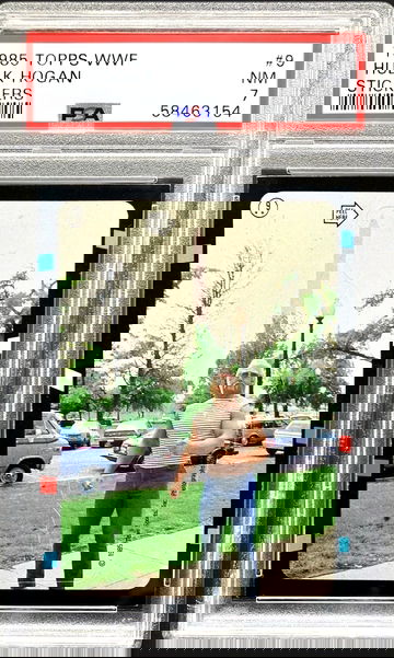 1985 Topps WWF Hulk Hogan Stickers #9 * PSA 7 NEAR MINT * WWE HOF Legend