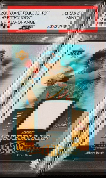 2006 Upper Deck Epic Materials Orange Albert Pujols #EMAP3 /185 *PSA 9* Cardinals Angels