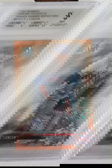 2017 Bowman Chrome PJ Conlon Orange Shimmer Refractor BGS 9