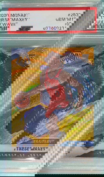 2020 Mosaic Tyrese Maxey NBA Debut Rookie Gold Wave PSA 10