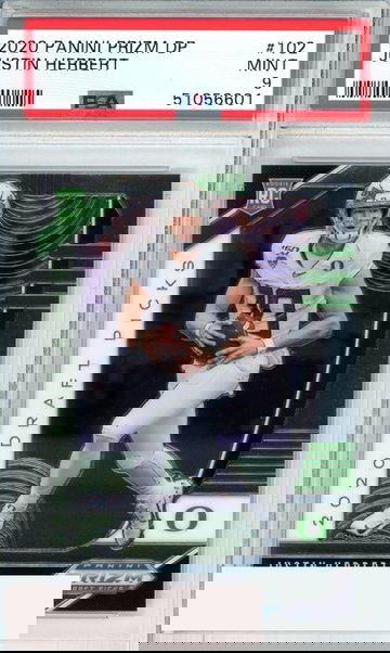 2020 PANINI PRIZM DP JUSTIN HERBERT #102 LA CHARGERS ROOKIE RC PSA 9 MINT