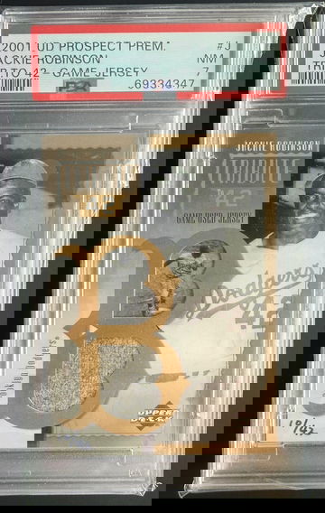 01 Upper Deck Jackie Robinson Game used jersey card gold /42