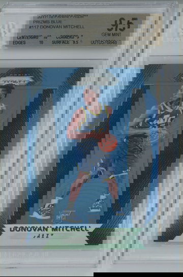 2017 Panini Prizm 117 Donovan Mitchell Blue /199 Rookie Card BGS 9.5 w/ (2) 10 subs