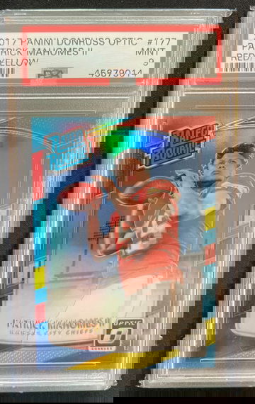 2017 Donruss Optic Patrick Mahomes Rated Rookie Red Yellow PSA 9