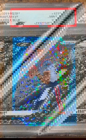 2024 Prizm Drake Maye No Huddle Blue PSA 9