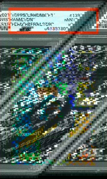 2021 TOPPS CHROME F1 FORMULA 1 LEWIS HAMILTON CHECKER FLAG REFRACTOR #139 PSA 9 MINT