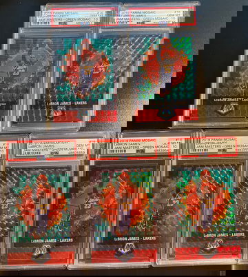 5x Lot 2019-20 Panini Mosaic Jam Masters Lebron James Green PSA 10