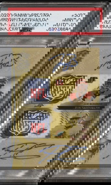 2020 Panini Spectra Joe Burrow 1/1 Rookie Auto/Tua Tagovailoa Auto GOLD NFL SHIE