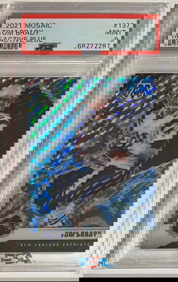 2021 Mosaic Tom Brady Patriots Reactive Blue PSA 9