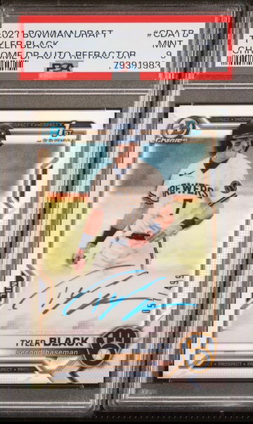 2021 Bowman Draft Tyler Black Prospect Refractor Auto /499 PSA 9