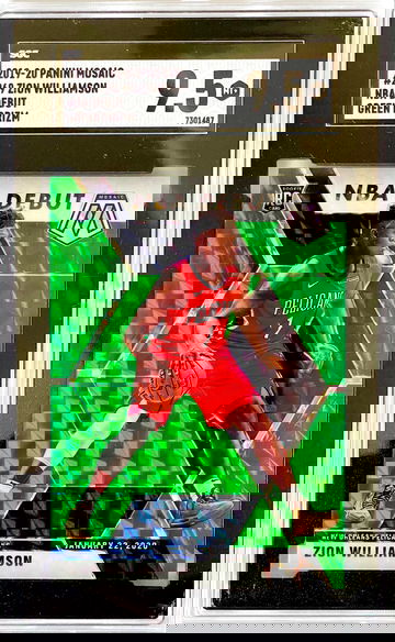 Zion Williamson RC 2019-20 Mosaic NBA Debut Green Prizm #269 BGS 9.5 GEM MINT