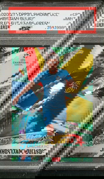 2020 TOPPS CHROME UEFA SAPPHIRE CHRISTIAN PULISIC FUTURE STARS GREEN #CP PSA 9