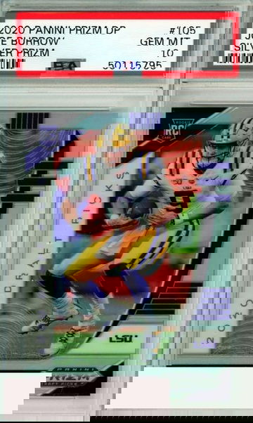 2020 PANINI PRIZM DRAFT PICKS JOE BURROW #105 SILVER PRIZM ROOKIE PSA 10 GEM MT