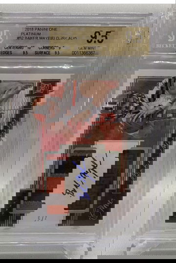 2018 Panini One Baker Mayfield Platinum RPA Rookie Jersey Patch Auto #’d /5 BGS 9.5