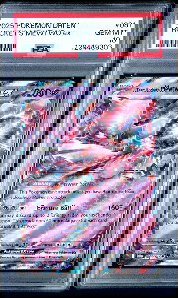 2025 Pokemon Destined Rivals Team Rocket's Mewtwo Ex #081 PSA 10