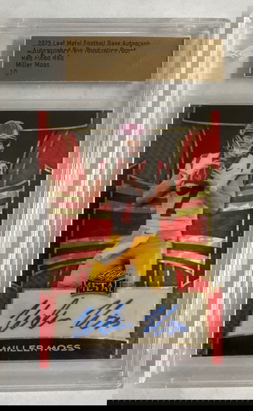 2025 leaf metal preproduction proof, Red Flood RedMiller Moss RC autograph one/one