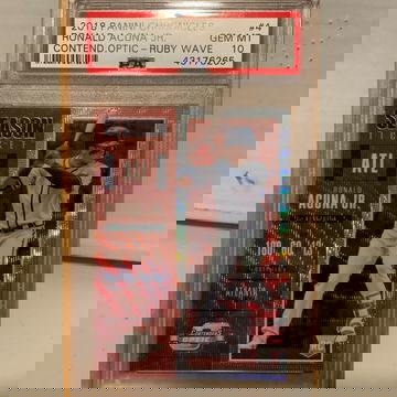 Ronald Acuna Jr 2018 Chronicles Optic RUBY /199  PSA 10