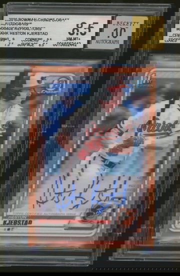 2020 Bowman Chrome Heston Kjerstad 1st Chrome Orange Refractor Auto /25 BGS 8.5/10