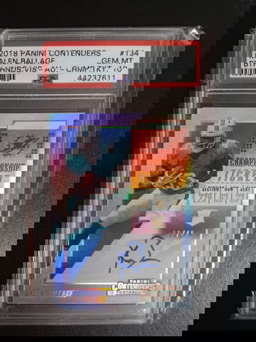 2019 panini contenders championship ticket /49 RC Kalen Ballage Auto Variation PSA 10 