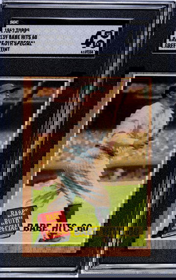 1962 Topps #139 Babe Ruth Hits 60 (Green Tint) SGC 4