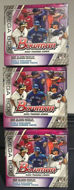 Lot of (3) 2020 Bowman Mega Box Baseball Sealed
