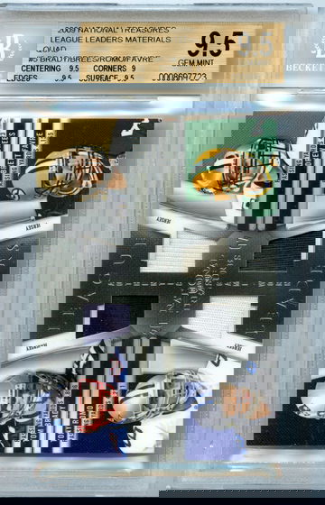 Tom Brady Drew Brees Brett Favre Tony Romo 2009 National Treasures Quad League Leaders Materials