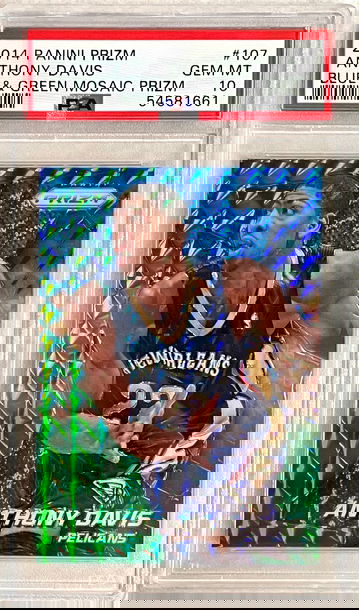 2014 Prizm 107 Anthony Davis Blue & Green Mosaic Prizm PSA 10 - POP 17