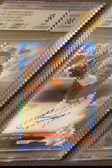 2017 Bowman Chrome Blue Refractor 125/150 Clint Frazier Auto BGS 9