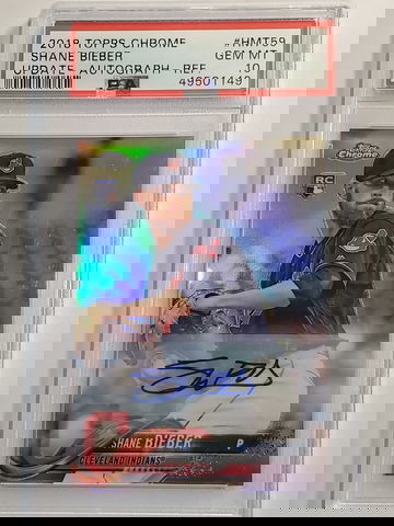 2018 Topps Chrome Update Shane Bieber Auto Refractor