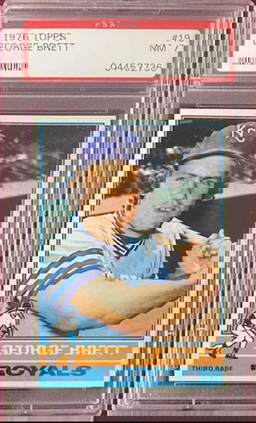 1976 Topps George Brett ( KANSAS CITY ROYALS ) PSA 7 NM 2ND YEAR Card #19! HOF!