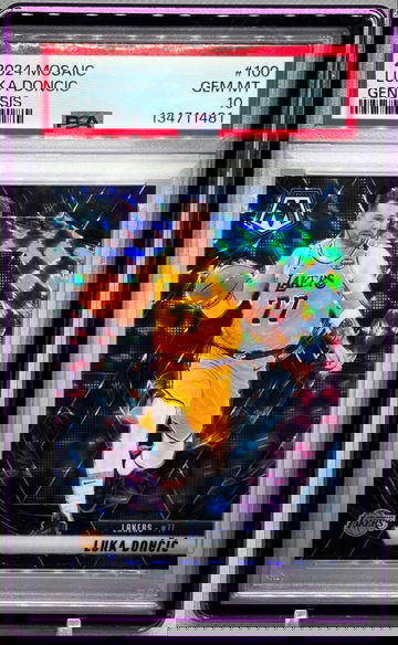 2024-25 Panini Mosaic #100 Luka Doncic Genesis SP PSA 10 Gem Case Hit LAKERS UNI