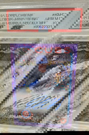 2024 Topps Chrome Pete Crow-Armstrong RC Auto /299 Purple Speckle Refractor PSA 10 Chicago Cubs